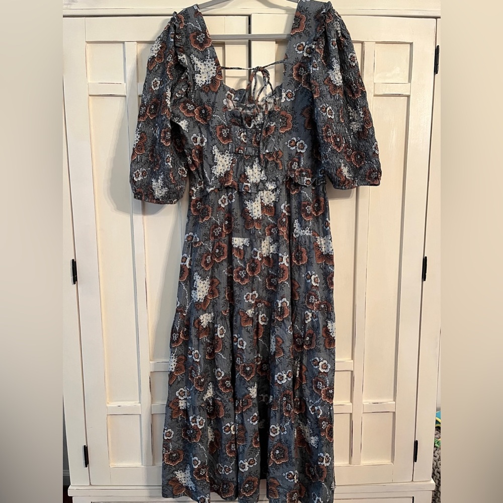 Sea New York Floral Dress in Blue and Brown Lucinda Dress